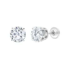 Certified 14k White Gold 3.80ct Diamond Earrings Moissanite Charles Colvard